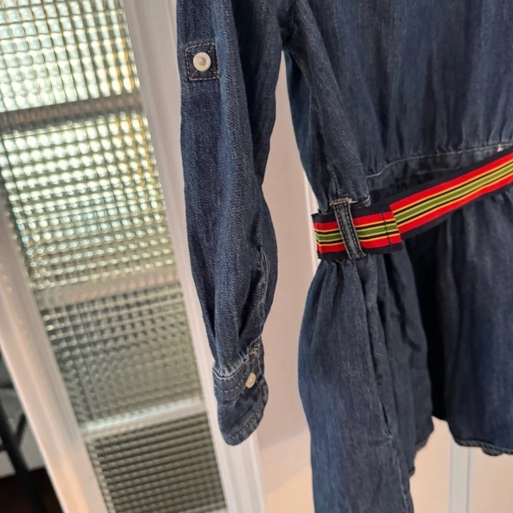 Ralph Lauren Girls Denim Button Up Dress, Long Sleeve Belt Size 5